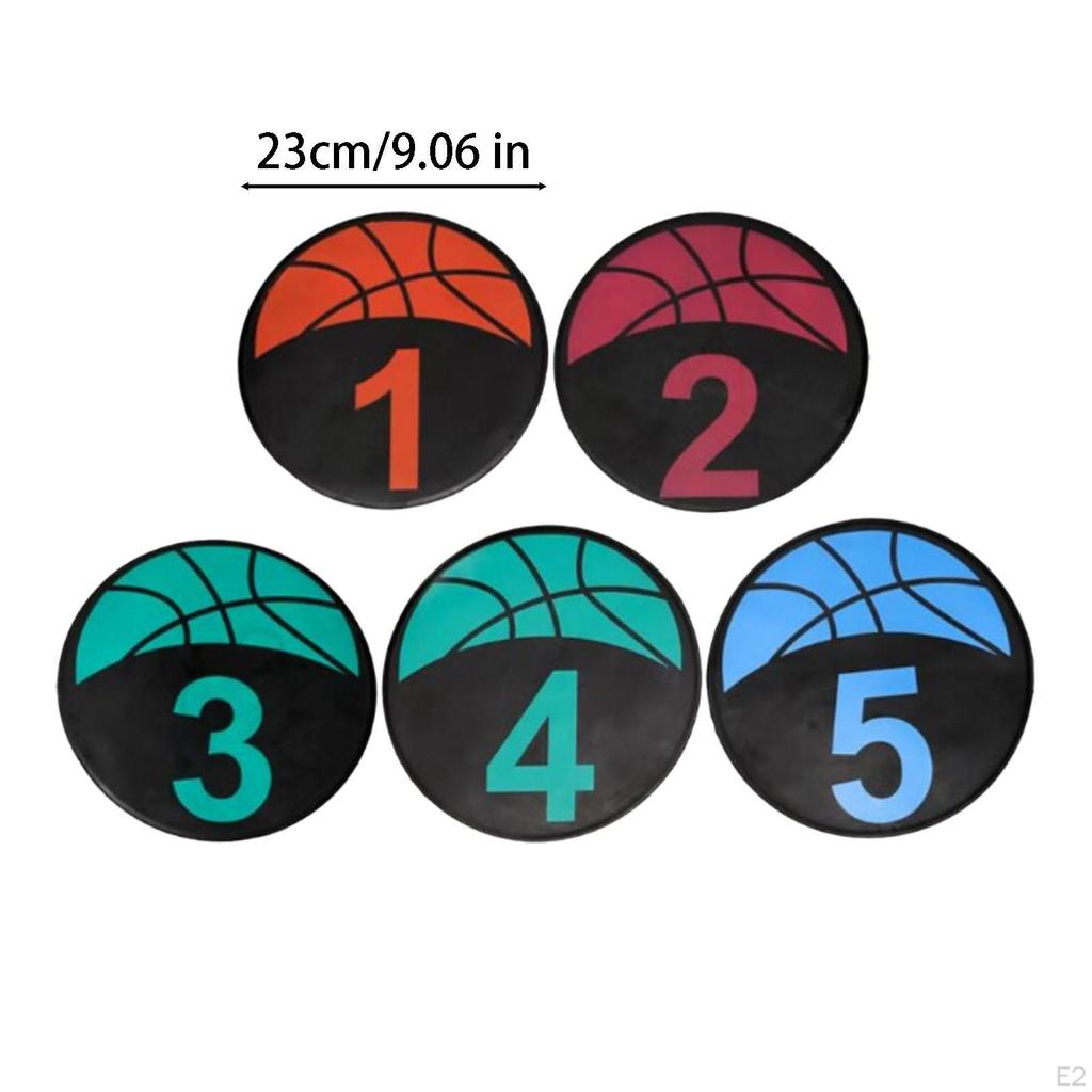 5Pcs Numbered Floor Spot Markers Landmark Mats Flat Disc Marker Basketball for