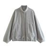 Spring 2023 Women's Casual Loose Workwear Bomber Jacket with Stand Collar Y2K Style