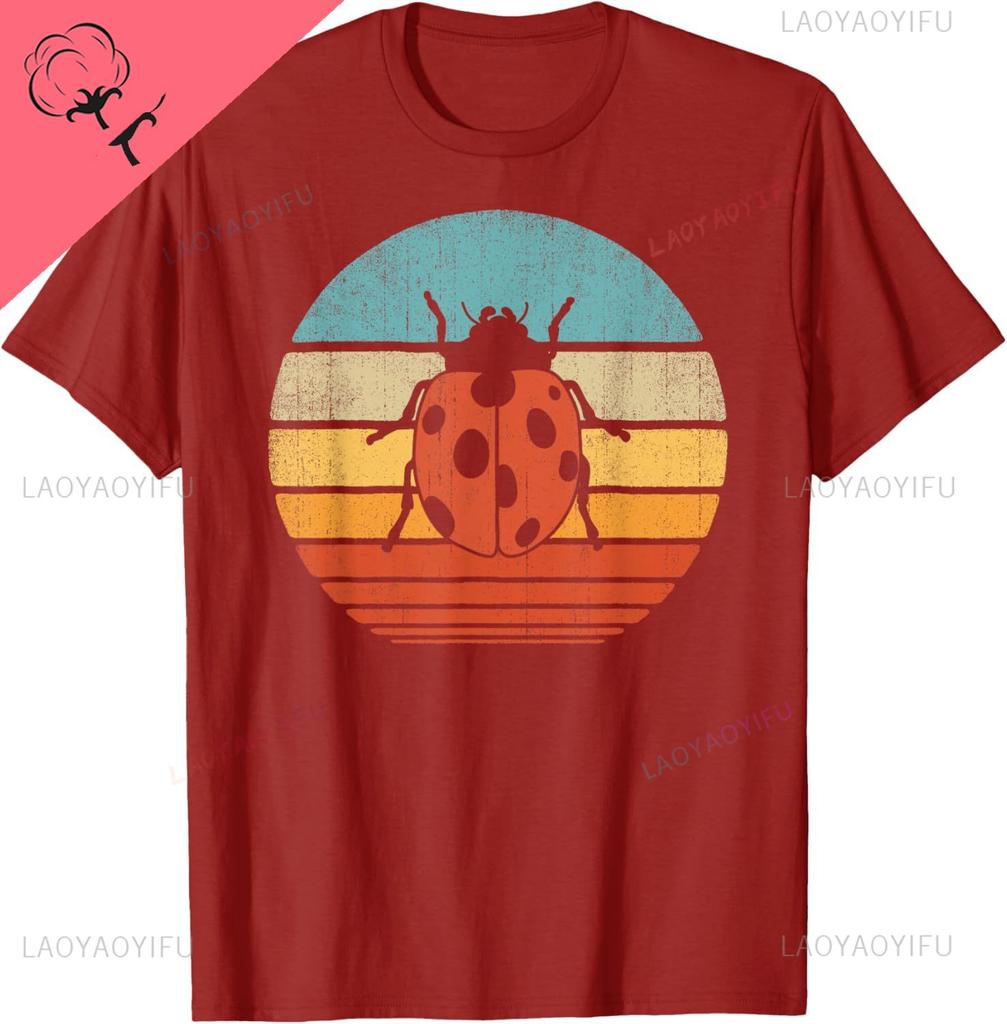 Ladybug Retro Vintage 60s 70s Sunset Bug Insect Men Women TShirt Funny Shirt Harajuku Casual Custom TShirt Camisas