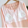 Women's Pure Cotton Gauze Nightgown with Built-in Bra, Round Neck, Lace, Versatile for Home or Outdoor Wear