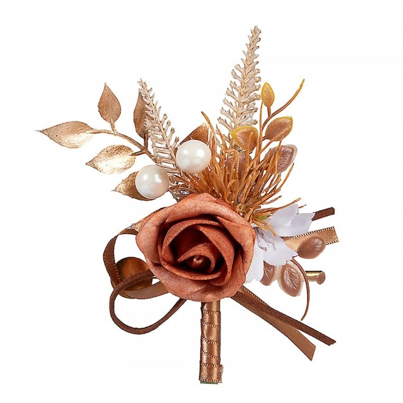 Elegant Artificial Flower Rose Corsage Romantics Couple Wedding Boutonnieres Perfect For Formal Ceremonies