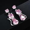 Huitan Romantic 9 Colors Cat Earrings for Women Inlaid Brilliant Cubic Zirconia Statement Girl Earrings Daily Wear Party Jewelry