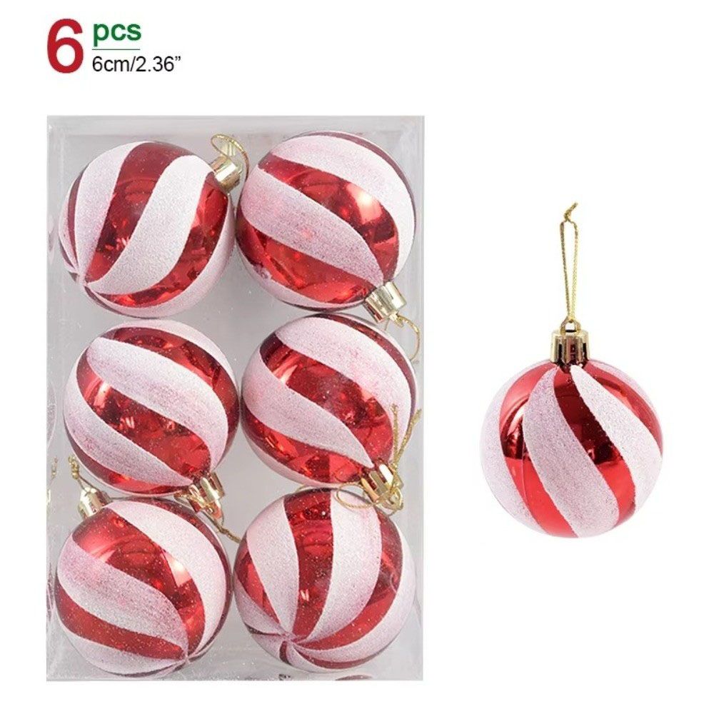 6Pcs/Set Plastic Glitter Christmas Ball Set 6cm Christmas Tree Baubles Holiday Decor