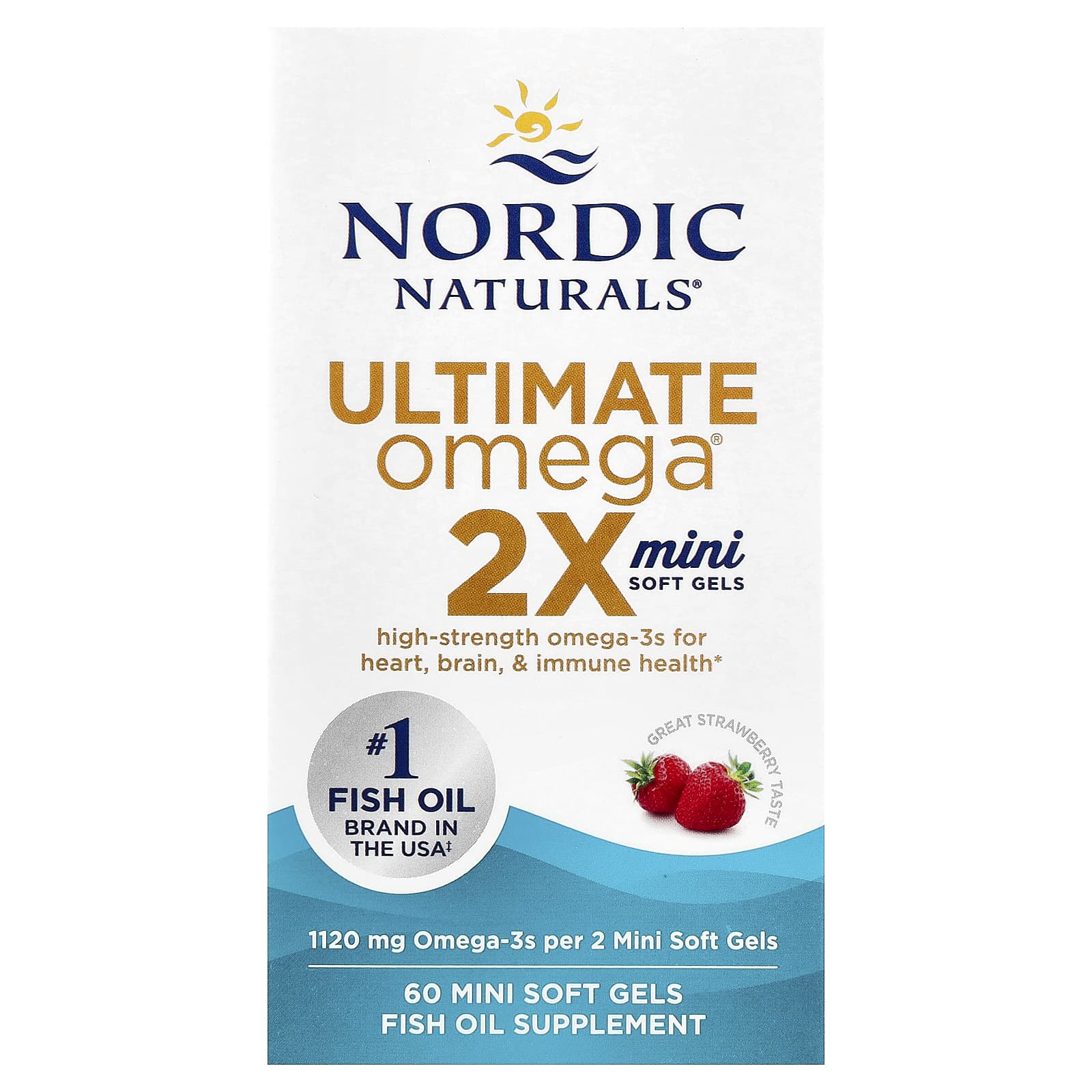 

Ultimate Omega 2X, Strawberry Flavor, 1,120Mg, 60 Mini Softgels (560Mg per Softgel)