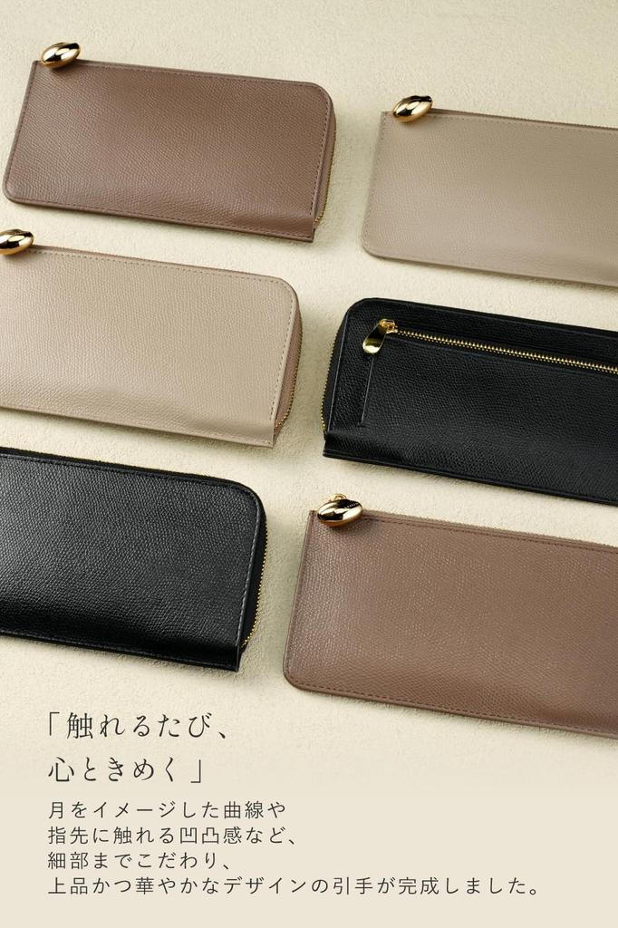 LASIEM [Himeji Leder x Made in Japan] Damen Geldbörse, Klein, Kompakt, Echtes Leder, Skimming-Schutz, Reißverschluss rundum, Hellbeige