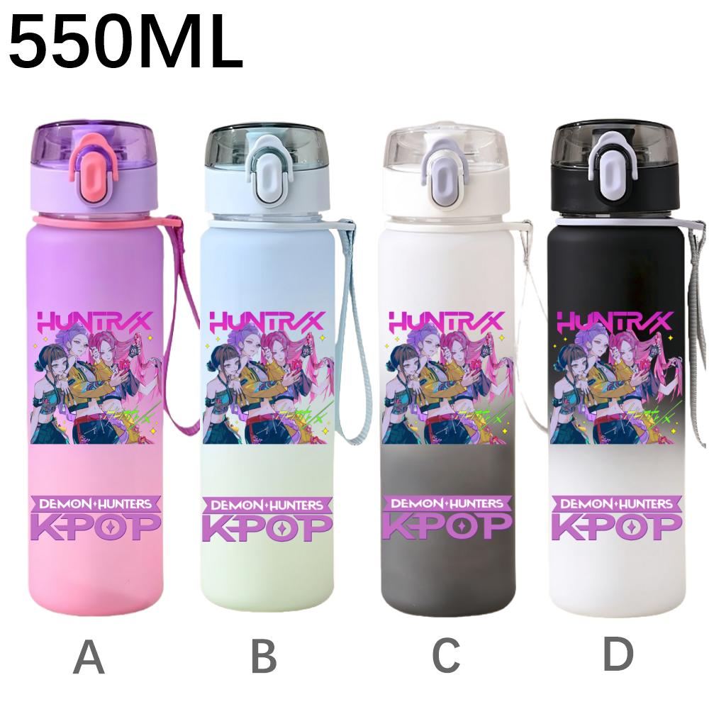 550ML KPop Demon Hunters Cartoon Print Sport Water Bottle Leak Proof Water Cup Outdoor Sports Drinking Bottle Birthday Gifts