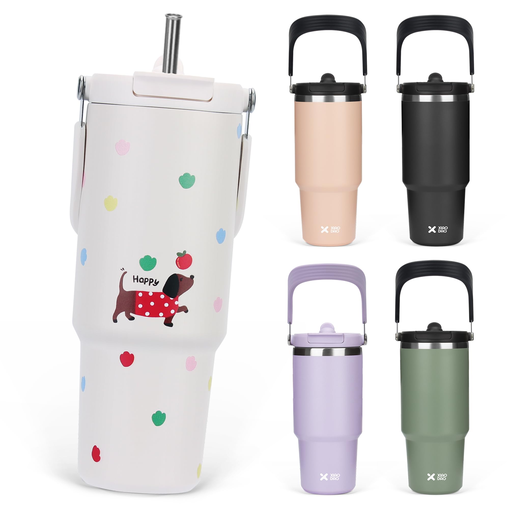 

SKIASE Tumbler with Straw, 900ml Water Bottle, Vacuum Insulated, Keeps Hot or Cold, Wide Mouth, Direct Drinking, with Lid, Outdoor Use, Handle,