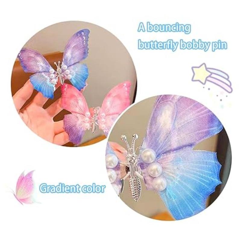 Glitter Butterfly Hair Clips Colorful Butterfly Hair Barrettes Pearl for Teens Women Children Girls Hair Accessories Party Decor