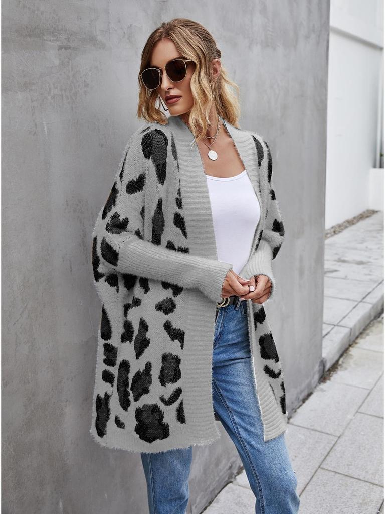 2025 Spring Women's Leopard Print Knitted Cardigan Sweater