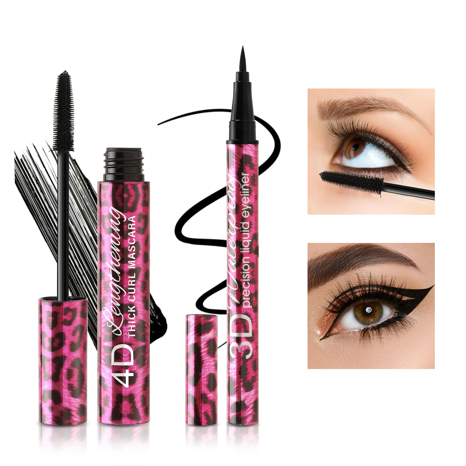 

Boobeen Liquid Eyeliner and Mascara Set: Black Eyeliner, Waterproof Flash Mascara for Volume & Length, for Deep, Glamorous Eye Makeup