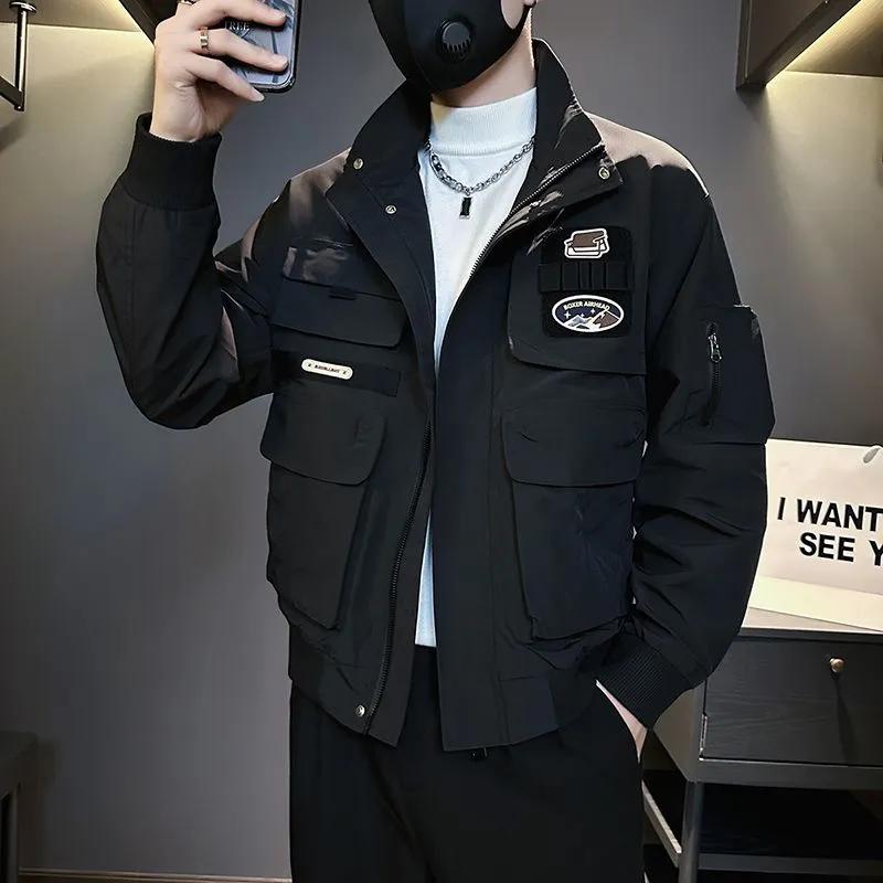 Men's Spring and Autumn Stand-up Collar Jacket Casual Handsome Workwear Jacket