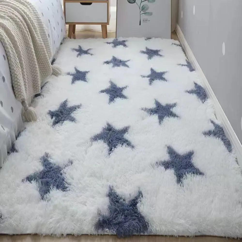 Fluffy Shaggy Imitation Wool Rug Non Slip Washable Long Hair Carpet Floor Protection Sofa Cushion Bedroom Mats Home Decor
