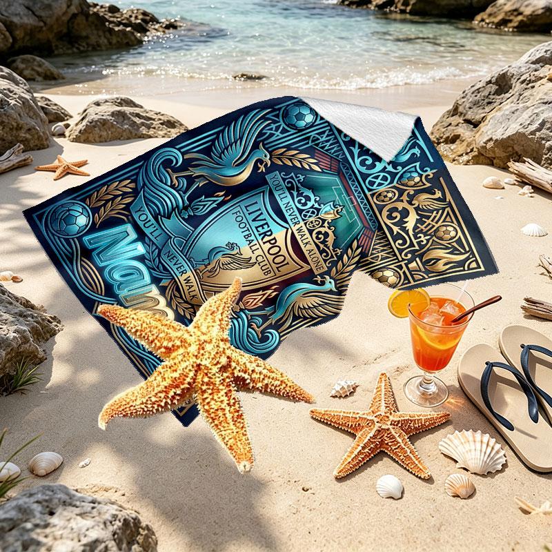 Custom Name Personalized LFC Print Beach Towel, for Trip Camping Beach Party Home Decor, Birthday Gift for Family & Friends