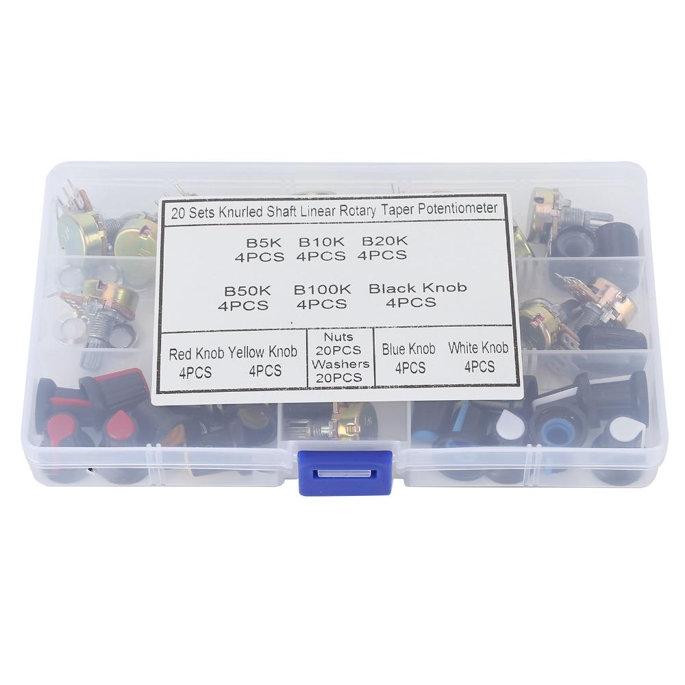 80Pcs with Storage Case Potentiometer Kit with Knob Potentiometer with Knob Electronic Projects