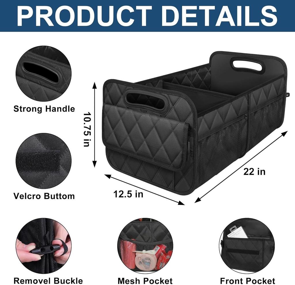 Universal Car Trunk Storage Box Foldable Pu Leather Multifunctional Organizer For Vehicle Interior Automotive Rear Boot Box