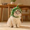 Funny Pet Outfit for Internet Celebrities Cute Dinosaur Hat Cats, Soft Plush Cat Headwear Breathable Accessory Photos with Shark Design, Novelty Green