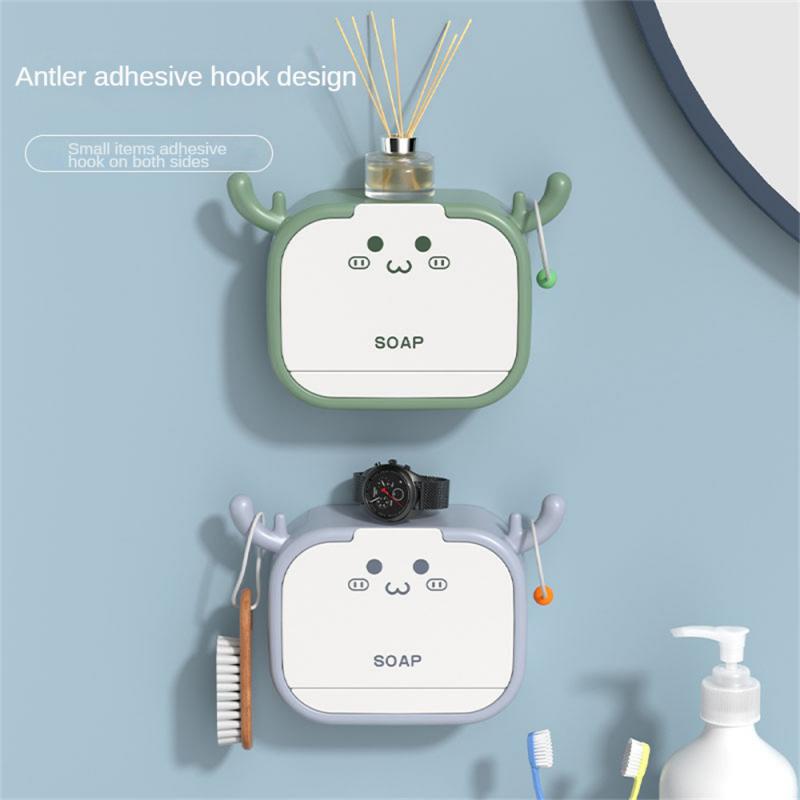 Soap Holder Abs Paste Wall-mounted Drain Punch-free Storage Rack Storage Disk For Bathroom Soap Container Box Creative Soap Dish
