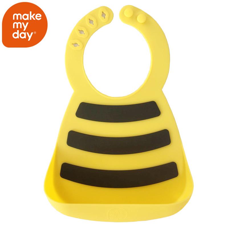 Babero de Silicona 3D a Prueba de Fugas 'Make My Day' para Bebé