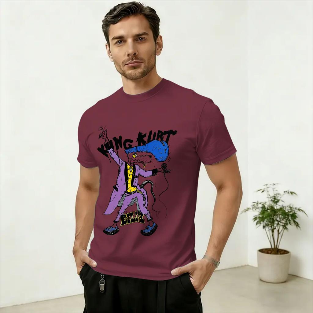 King Kurt Psychobilly T-shirt Unisex Vintage Manica Corta Girocollo 100% Cotone Abbigliamento Taglie Forti