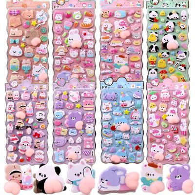 Autocollants Pukupuku Fesses d'Animaux Mignons 3D Autocollants Personnages Fesses Moelleux et Souples Autocollants Gourmandises Souples pour Smartphone et Eau Parfait pour le DIY A