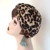 Spring and Summer Thin Leopard Print Headband Hat Simple and Versatile Pullover Hat Postpartum Hair Cover Knotted Headband Hat
