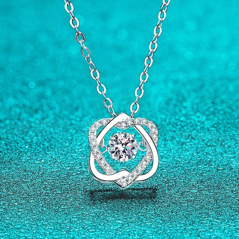 D Color 0.5ct GRA Moissanite Necklace for Women  Sparkling Simulated Diamond Pendant Beating Heart S925 Silver Fine Jewelry Gift