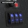Marine Switch Panel Waterproof 12V 3 Gang Rocker Switch Panel Blue LED for Car Truck Boat RV UTV ATV RZR