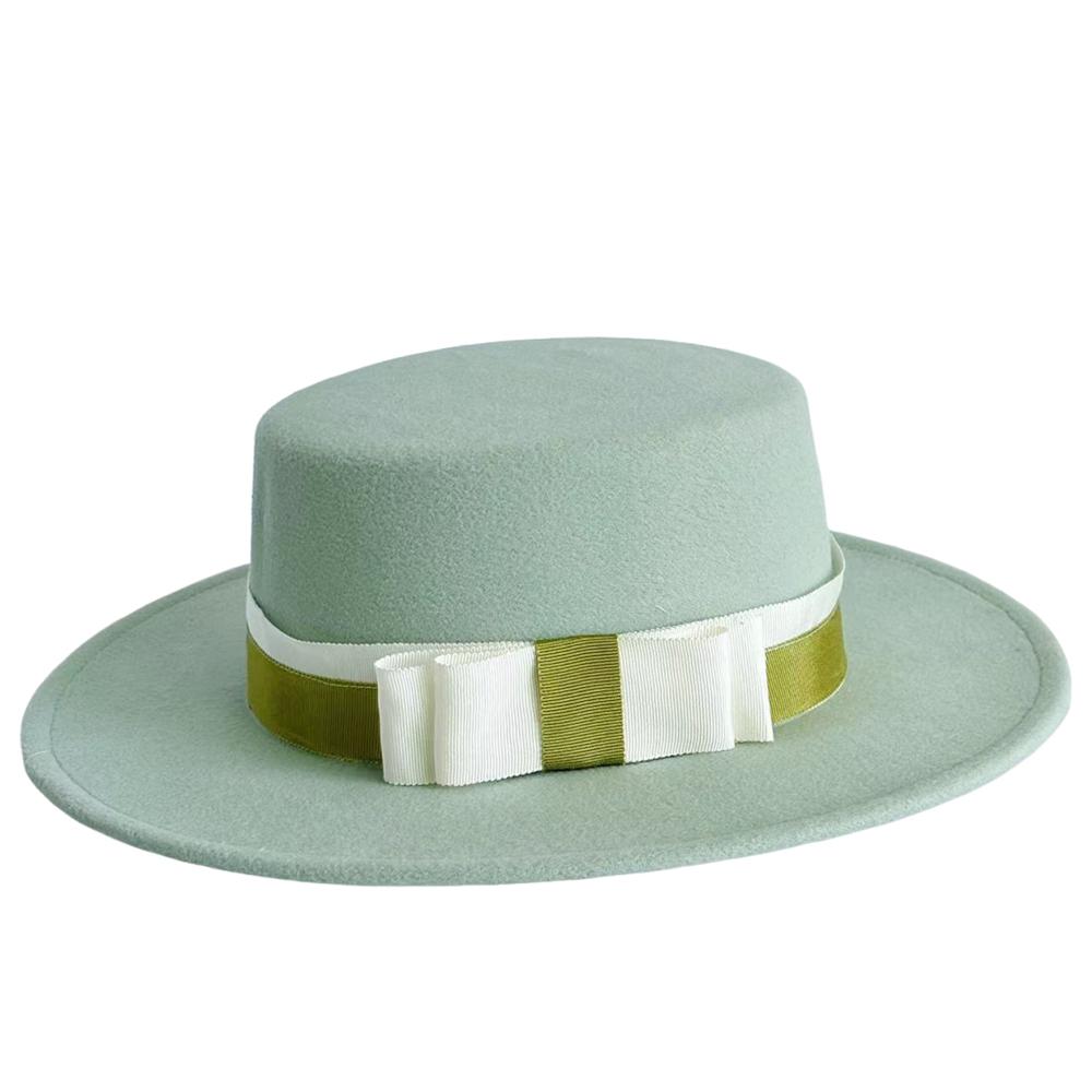 

New women s autumn and winter Korean retro jazz hat color matching bow style fashion fedora top hat street shot sombrero M56-58CM