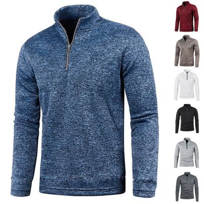 Winter Men's Hoodie With Zipper Design, Solid Color High Neck Base Jacket