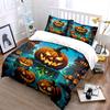 Geister Kürbis Halloween Szene Bettwäsche Bettbezug Set Bettbezug Kissenbezüge  (1*Bettbezug 2*Kissenbezüge, ohne Bettdecke)