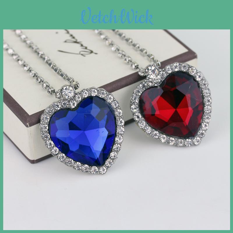 Titanic Ocean Heart Shaped Necklace With Sapphire And Diamond Accents For Women And Men