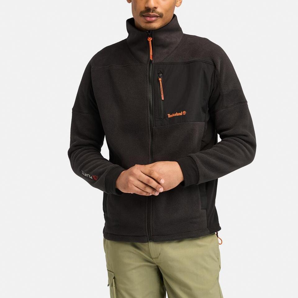 Timberland Ss24 Stand Collar Zipper Comfortable Simple Long Sleeve Jacket Men Jacket Black A5M7X001