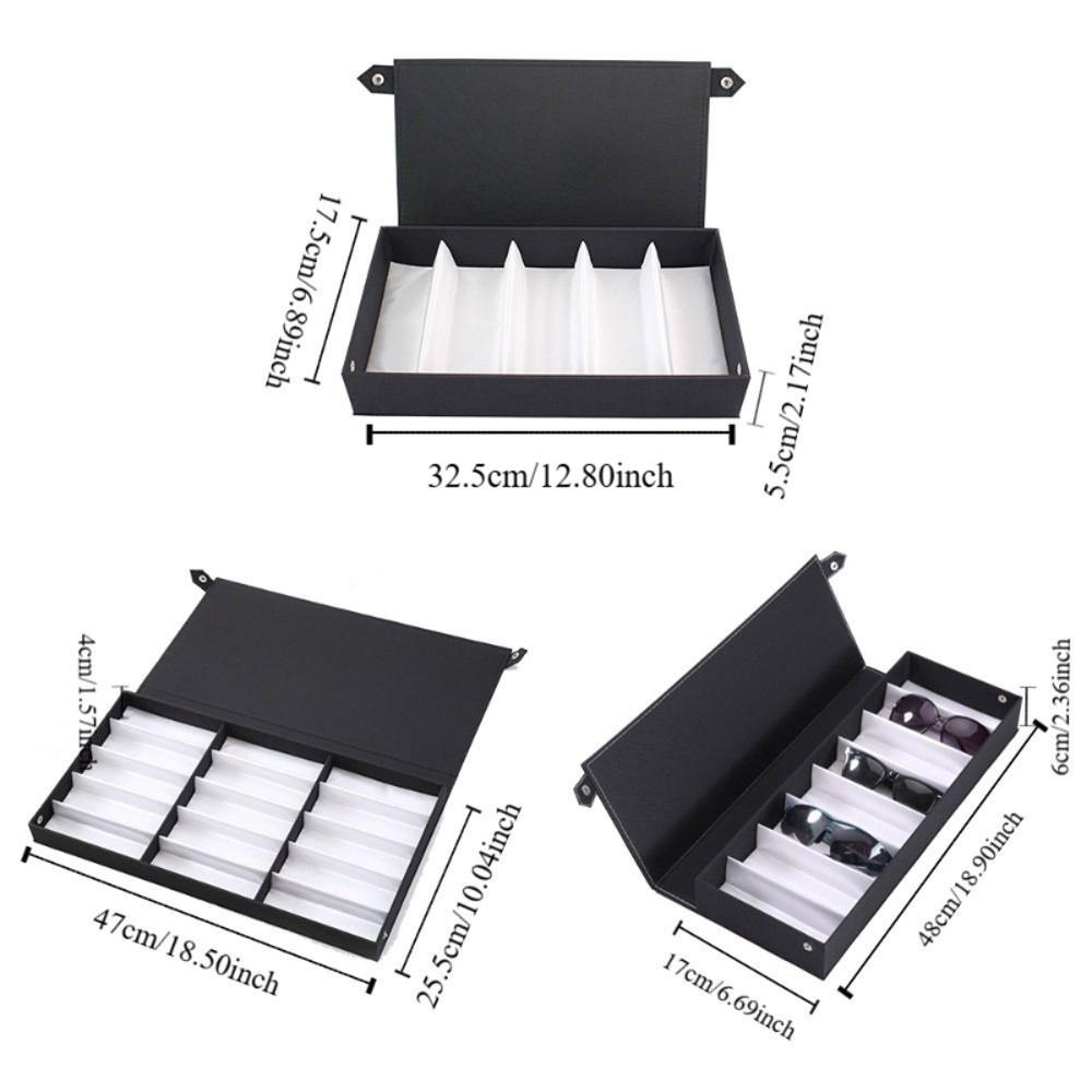 Simple 5/8/15 Slot PU Glasses Case Eyewear Holder Grids Sunglasses Box Jewelry Organizer Jewelry Display Box Women