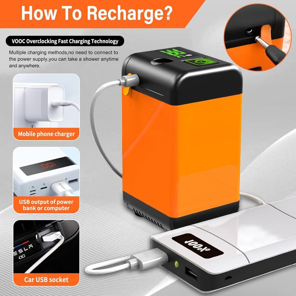 Outdoor Camping Wasserdichte Dusche Tragbar Wandern Reisen Strand Haustier Waschwerkzeug Digitalanzeige Elektrische Duschpumpe