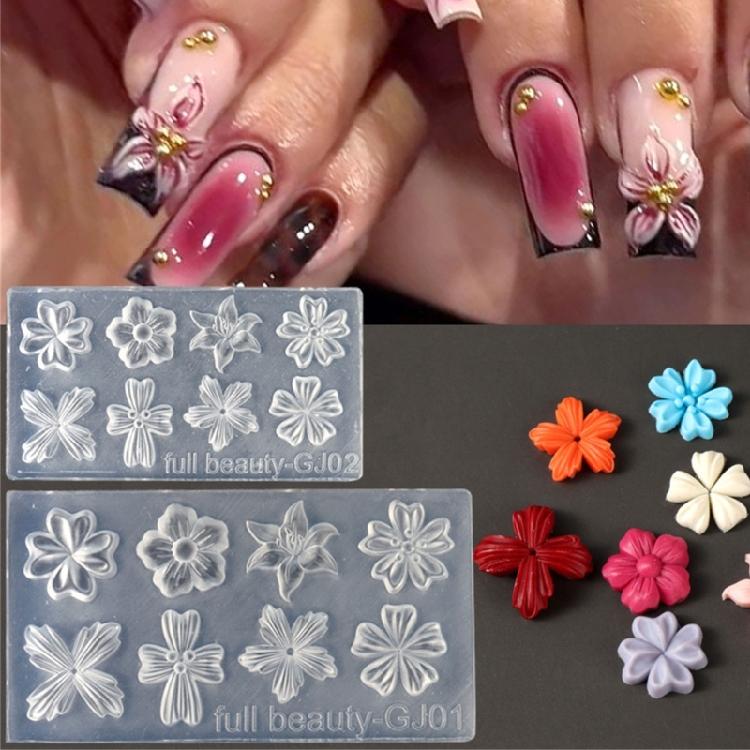 Silikon Nail Art Dekorationen Form DIY Nail Art Werkzeuge 3D Blume Epoxidharz Form für Ohrringe Anhänger Schmuckherstellung