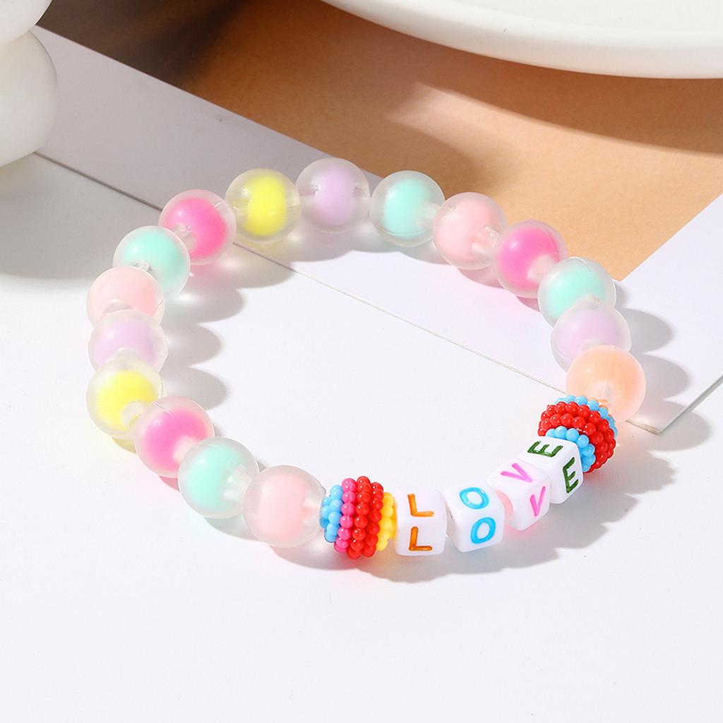 b19 Gorgeous Rainbow Silicone Bohemian Bead Love Acrylic Bracelet Exquisite Women's Vitality Beach Daily Jewelry Accessories