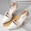One-word Buckle High-heeled Sandals Women's Thin Heels Summer Girl with Skirt Pearl Pointed Temperament Single Shoes