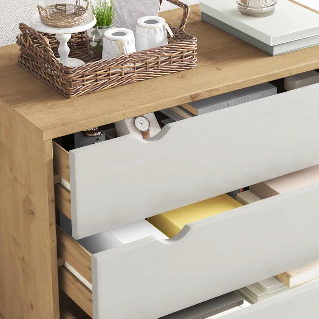 OTTA Drawer Cabinet Brown & White 76.5 X 39.5 X 90 Cm Solid Wood