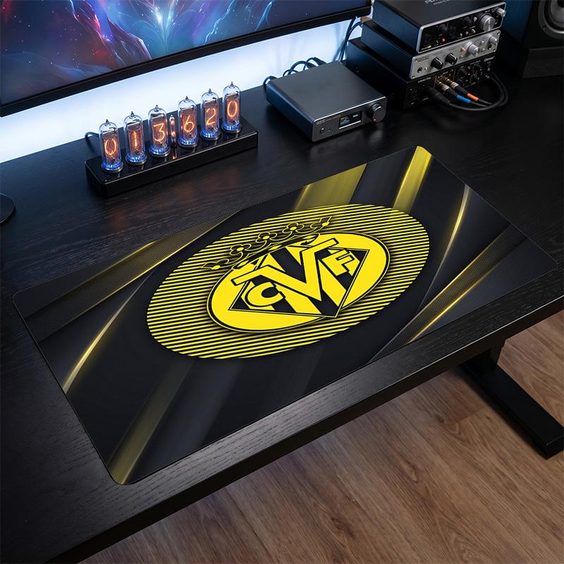 Villarreal FC Theme Pattern Mouse Pad, Soccer Logo Design XXL Gaming Desk Mat Non-Slip Computer Mouse Pad