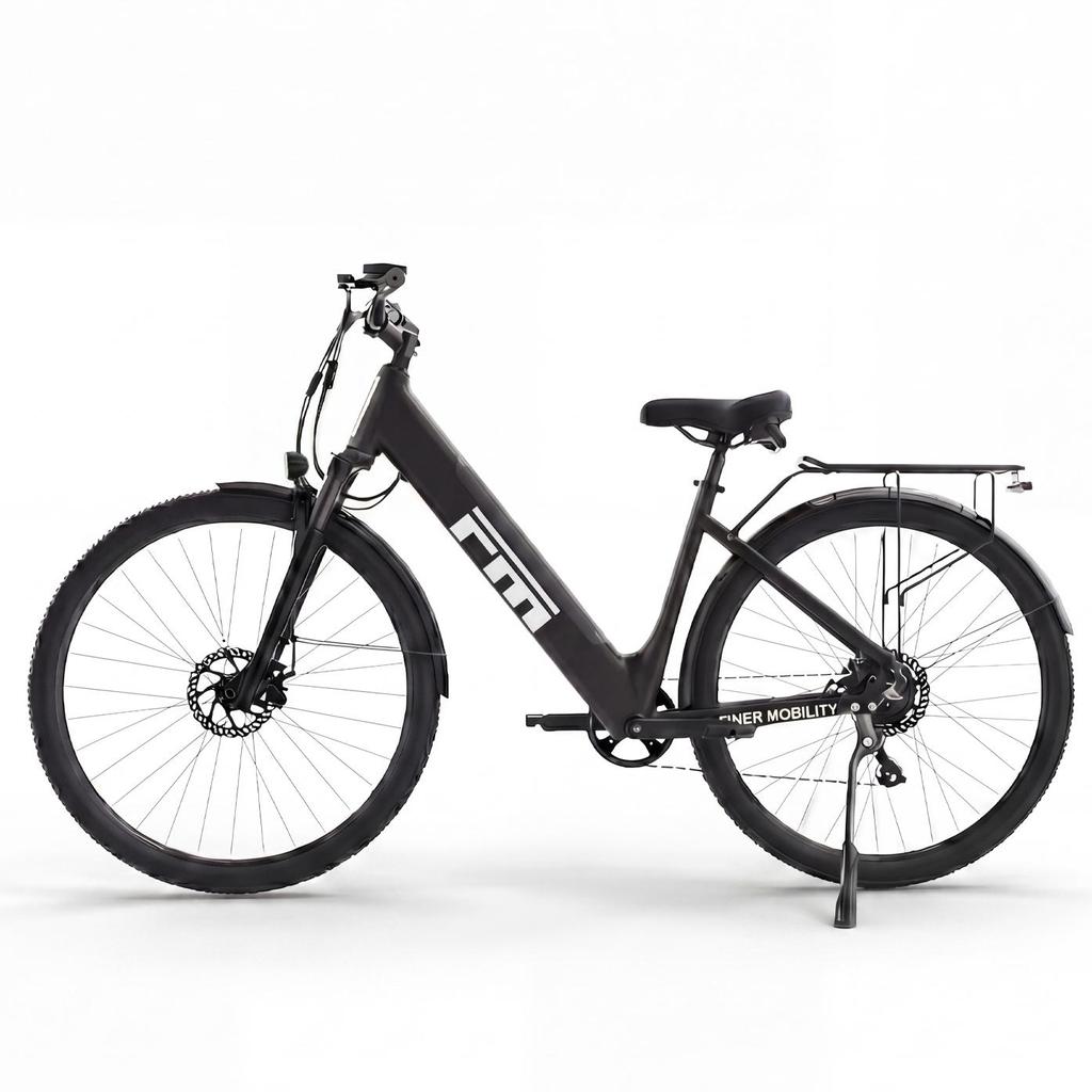 FINER MOBILITY M1 City Commute E-Bike Aluminium Frame 250W 36V 13Ah Mechanical Disc Brakes 27.5" Tires Black for Daily Commuting