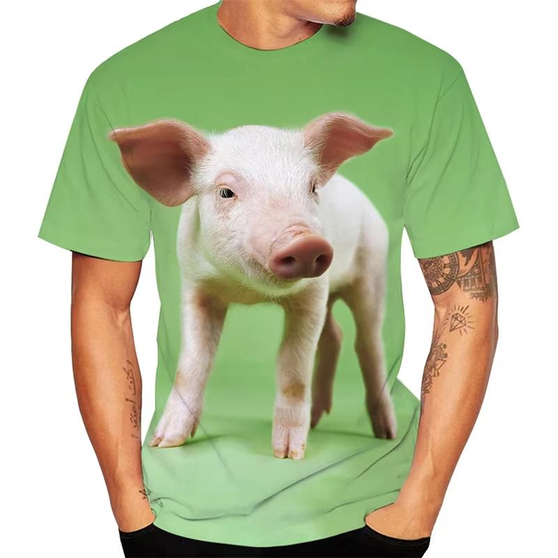Men's T Shirt Funny Pig Graphic 3D Printed Streetwear Casual Pullover Sportshirt Outdoor Tops Tees Oversized Unisex Clothing