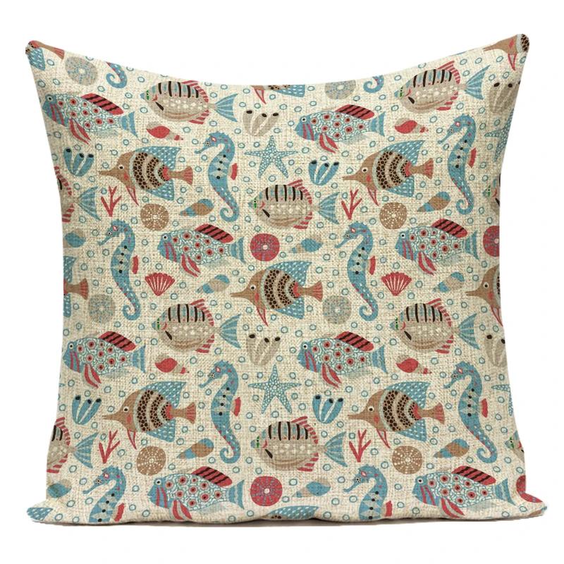 Cute Cartoon Lovely Animal Ocean Fish Octopus Polyester Sofa Home Pillows Cushion Cover For Living Room Decoration Pillowcase