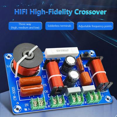 250W Speaker Crossover Treble Medium Bass 3 Ways Speakers Filter Frequency Divider Adjustable for Home Theater Speaker Upgrade