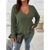 BITCED Women's Fashion Casual Solid Color Print Long Sleeve V Neck Blouses & Shirts