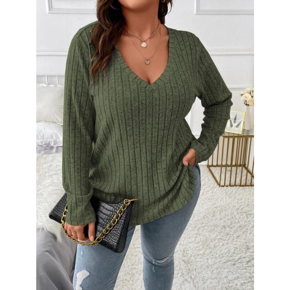 BITCED Women's Fashion Casual Solid Color Print Long Sleeve V Neck Blouses & Shirts
