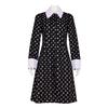 Wednesday Adams Family Halloween Girls Dress, Black Gothic Dress, Vintage Long Sleeve Shirt Dress, Cosplay Costume