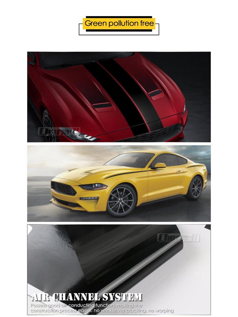 Ford Mustang Motorhaubenstreifen Aufkleber - GT Parallellinien Aufkleber zur Autodekoration