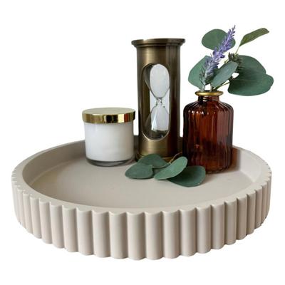 Bandeja decorativa redonda de resina de 11'' de diámetro, color sólido, bandeja minimalista para decoración de mesa, centro de mesa de café