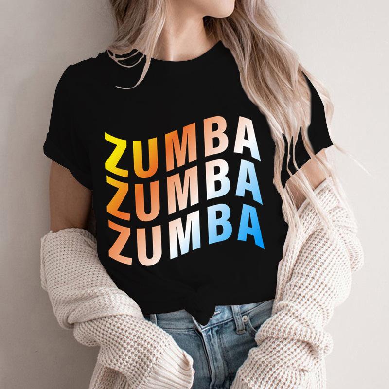 

Жіноча літня футболка Zumba з принтом літер - Модний топ з коротким рукавом M