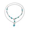 Turquoise Bead Fashion Necklace Set Adjustable Length Neckchain Trendy Clavicle Chain Collar Accessories for Women